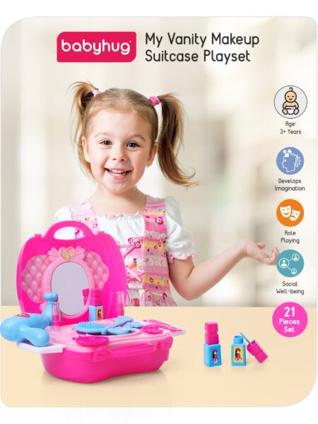 Babyhug My Vanity Makeup Suitcase Playset - 21 Pieces