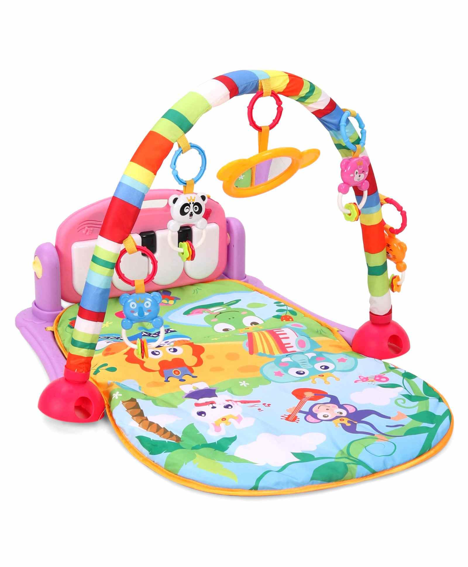 Musical Keyboard Piano Mat with Toys Bar - Muticolour