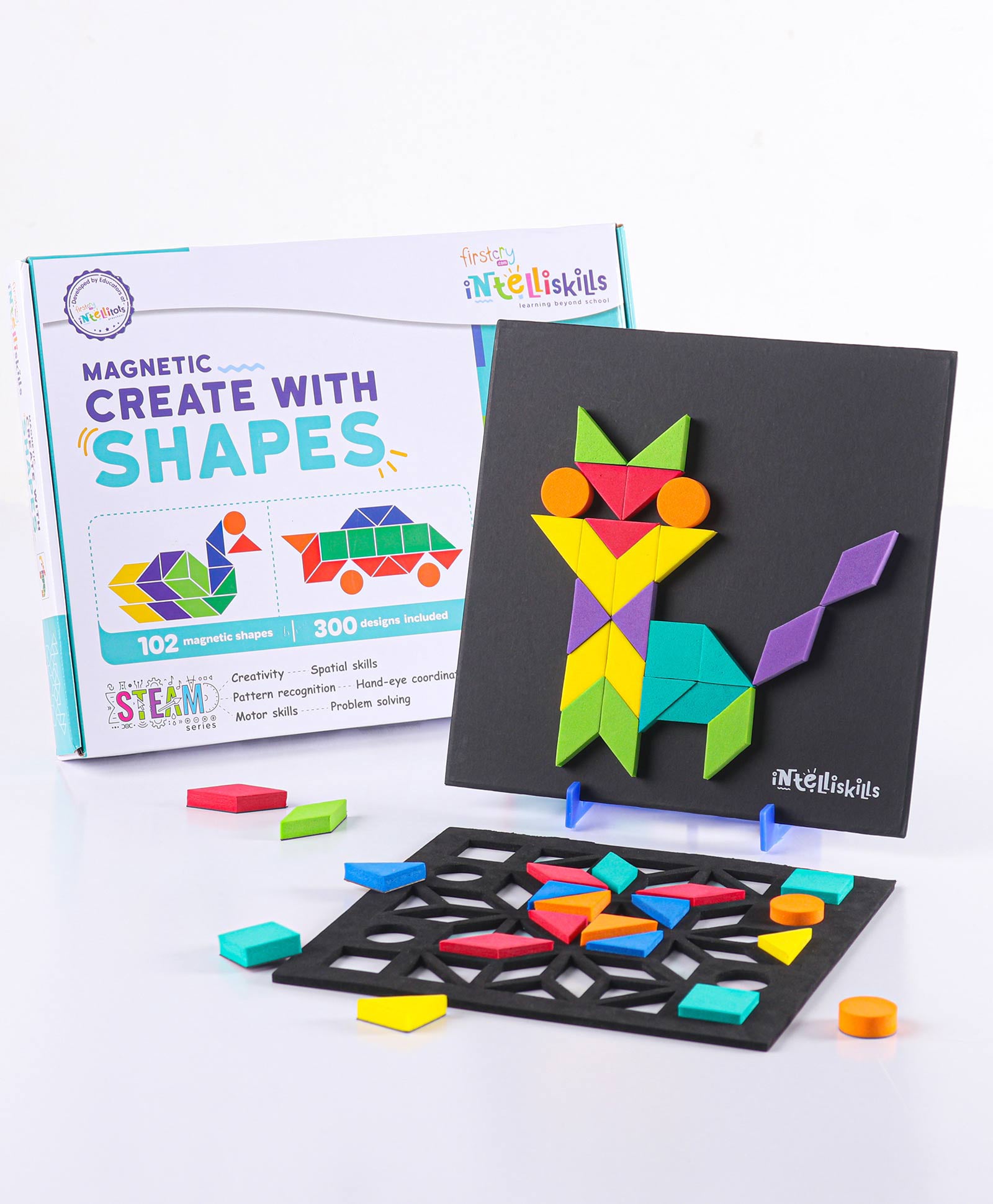 Firstcry Intelliskills STEAM Series Magnetic Create with Shapes - 102 Pieces - Image 2