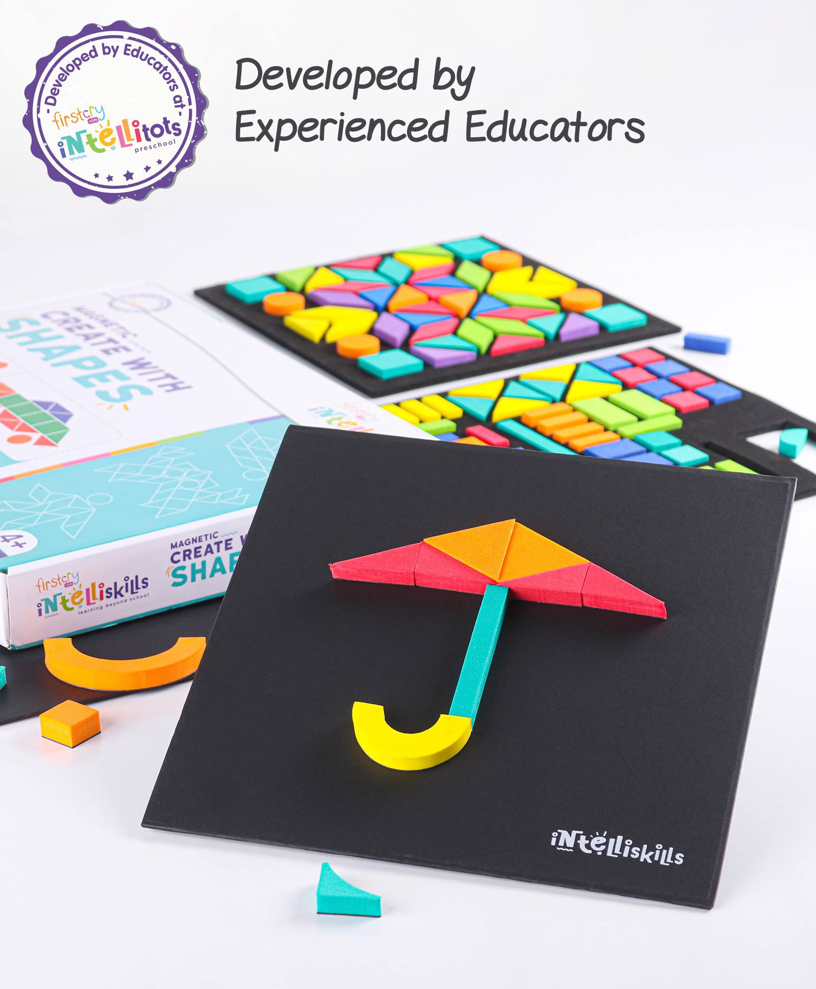 Firstcry Intelliskills STEAM Series Magnetic Create with Shapes - 102 Pieces - Image 3