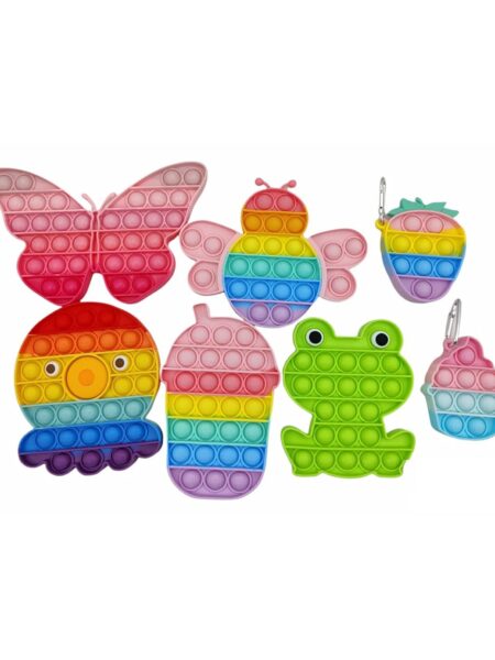 Pop it Silicon Fidgets Toys Pack of 7 - Multicolor