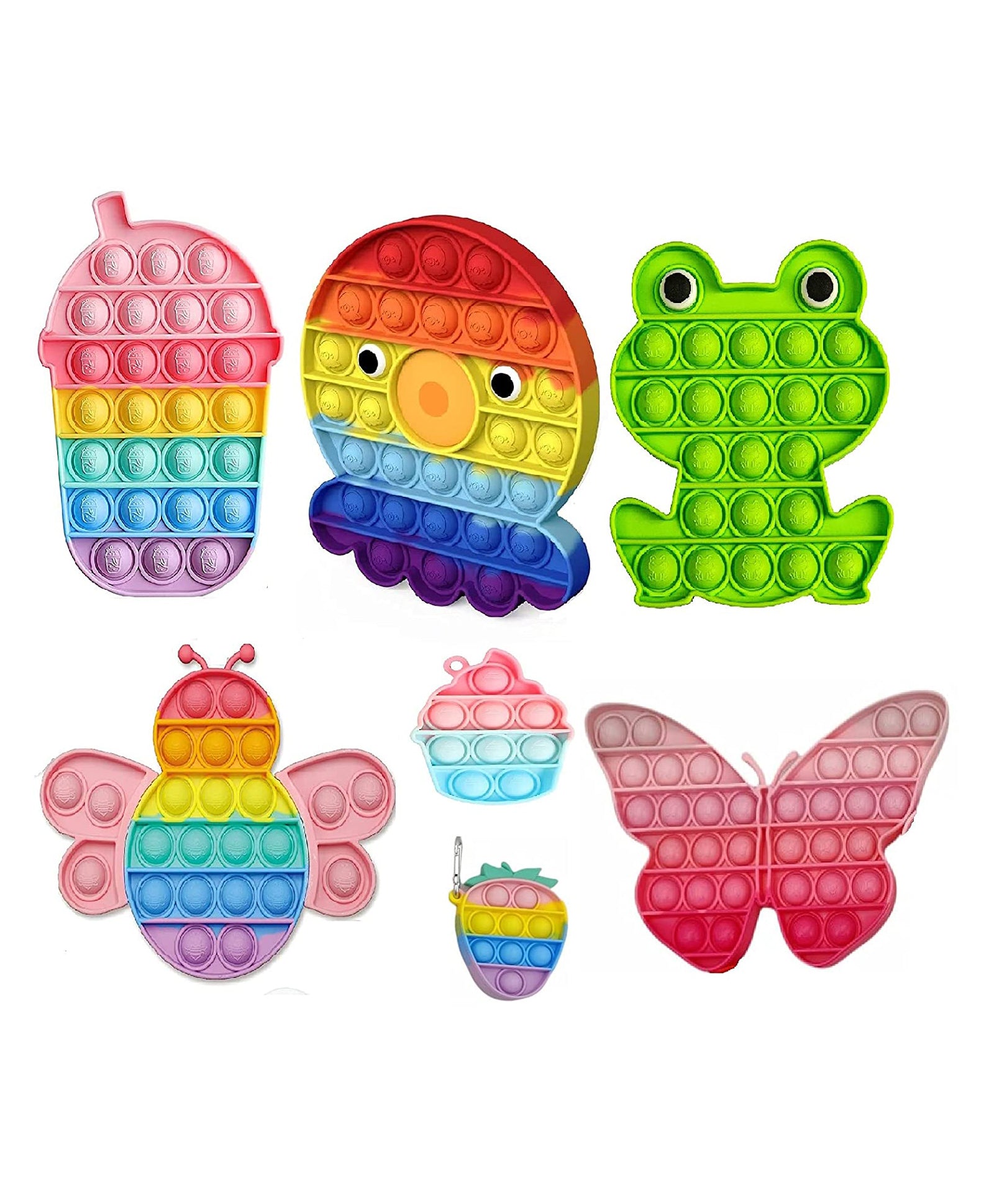 Pop it Silicon Fidgets Toys Pack of 7 - Multicolor - Image 2