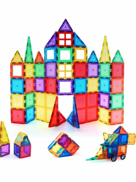 Snaptron Magnetic Tiles With Storage Box Multicolour - 60 Pieces