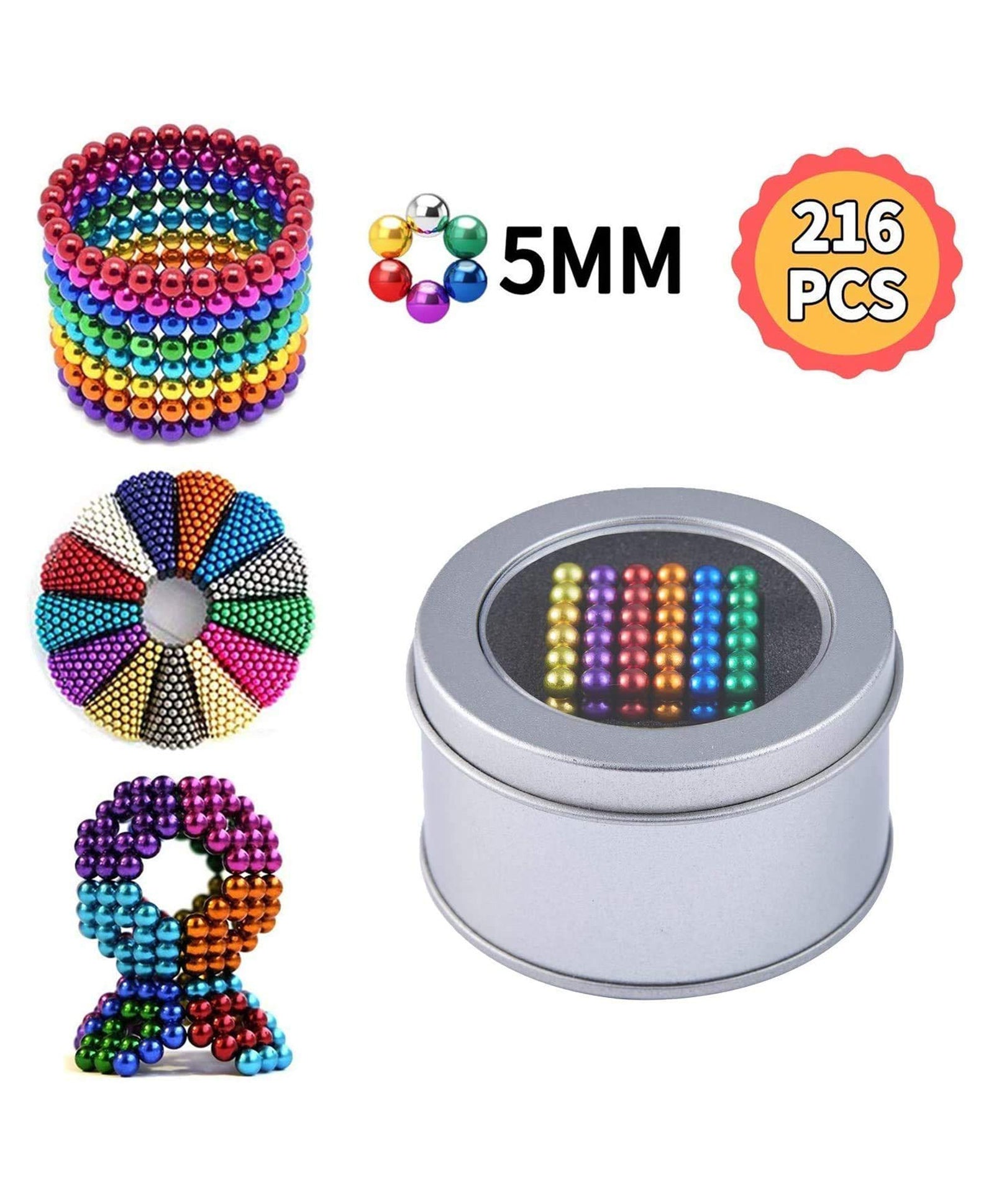 Magnetic Balls for Decoration and Stress Relief Multicolour - 216 balls