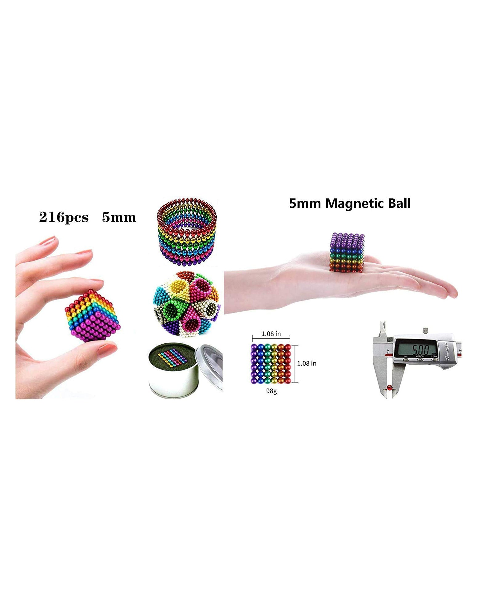 Magnetic Balls for Decoration and Stress Relief Multicolour - 216 balls - Image 5