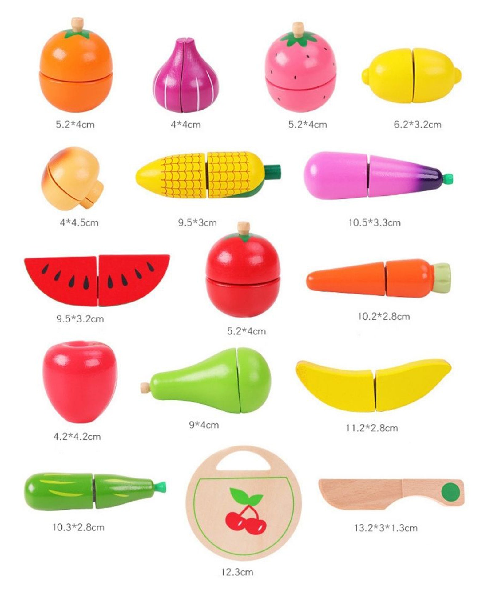 Toys Fruits And Vegetable Cut Puzzle Set Wood Multicolour - 16 Pieces - Image 3