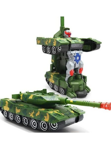 Push & Go Robot Cum Toy Tank with Lights & Sound - Green