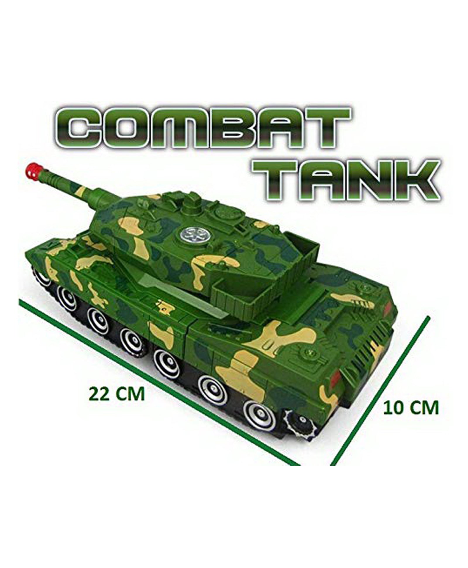 Push & Go Robot Cum Toy Tank with Lights & Sound - Green - Image 3