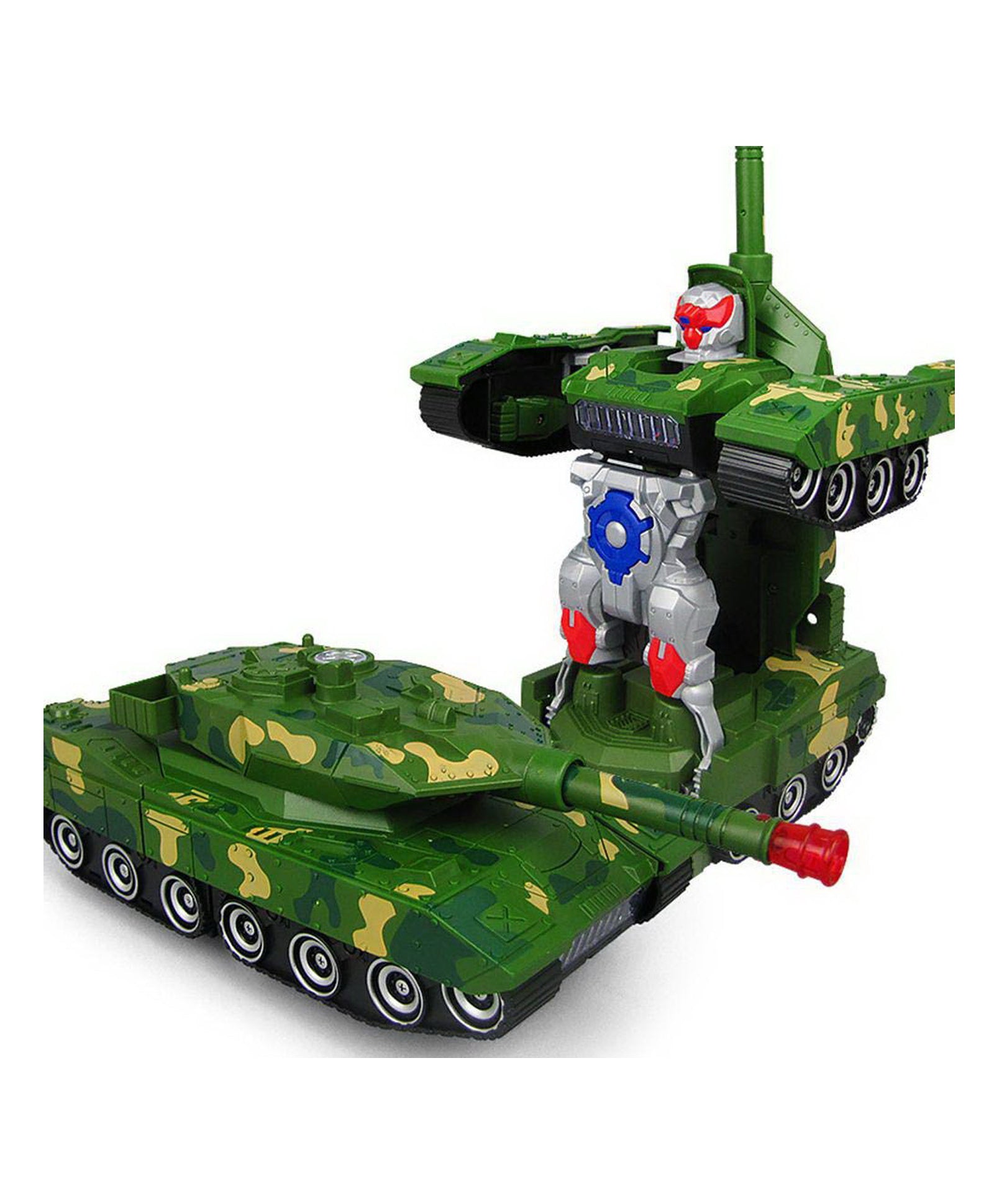 Push & Go Robot Cum Toy Tank with Lights & Sound - Green - Image 6