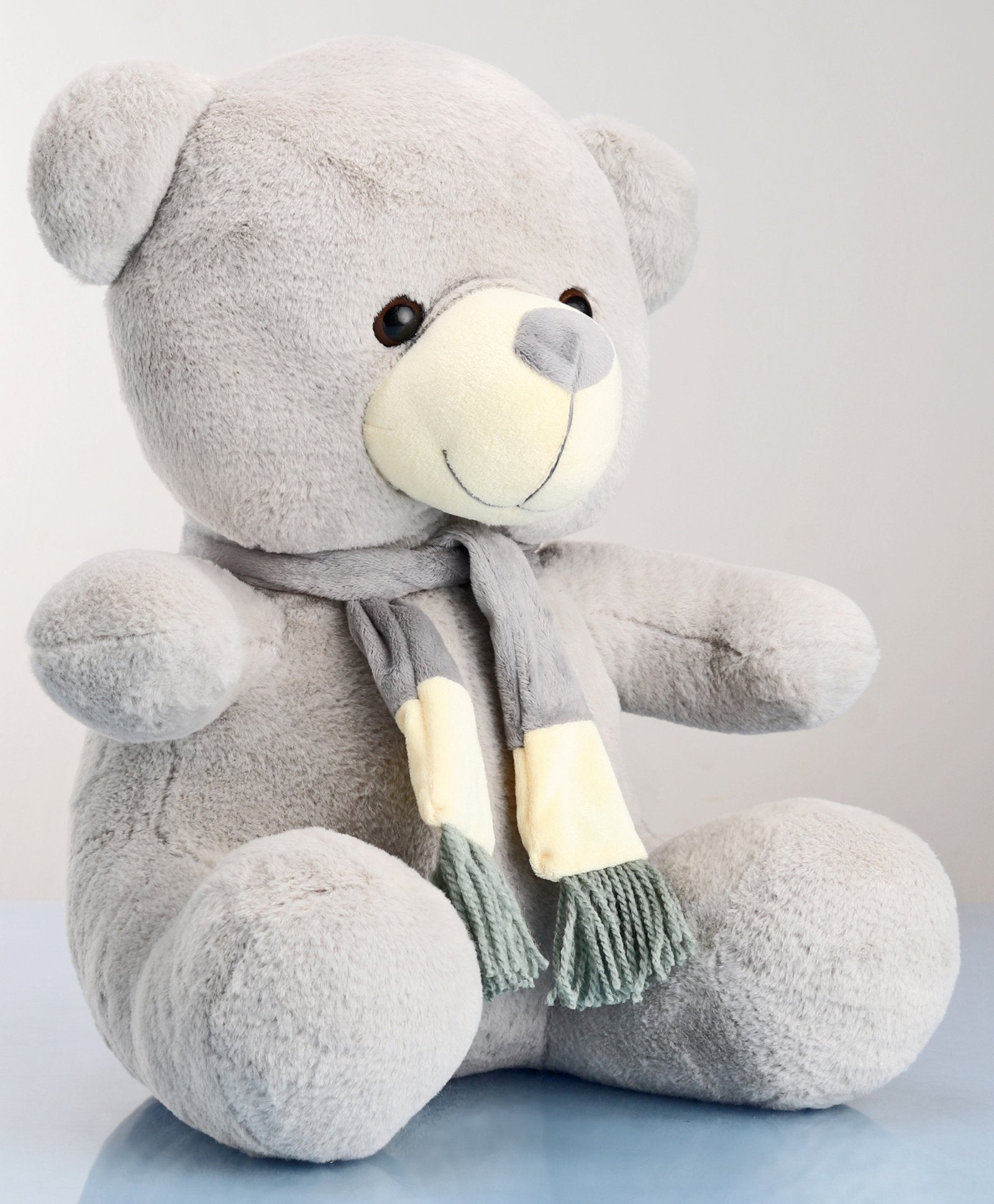 Babyhug Plush Teddy Bear with Muffler Soft Toy Grey - Height 40 cm - Image 2