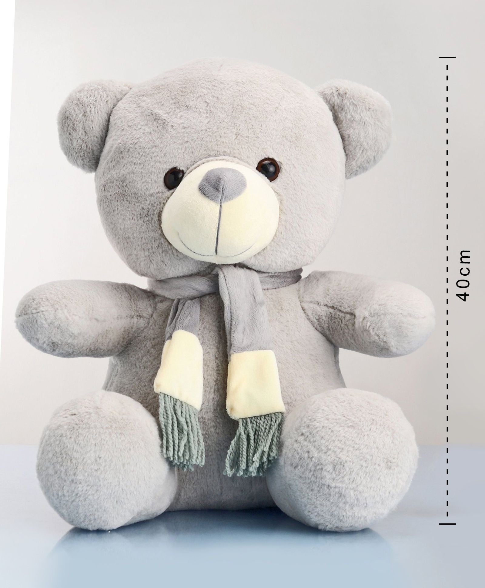 Babyhug Plush Teddy Bear with Muffler Soft Toy Grey - Height 40 cm - Image 4