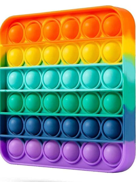 Square Shape Pop Bubble Stress Relieving Silicone Pop It Fidget Toy - Multicolor