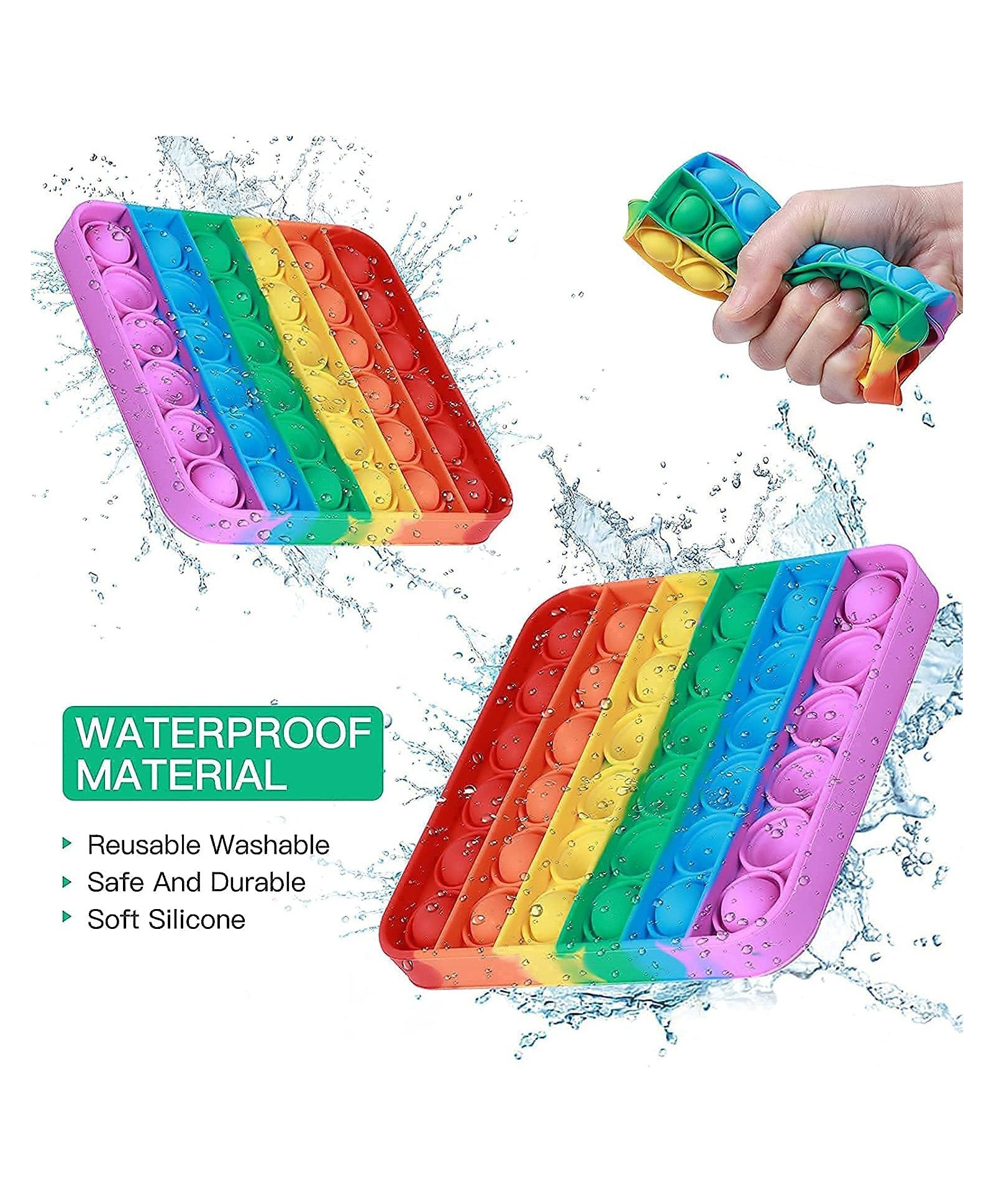 Square Shape Pop Bubble Stress Relieving Silicone Pop It Fidget Toy - Multicolor - Image 3