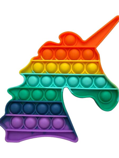 Unicorn Shape Pop Bubble Stress Relieving Silicone Pop It Fidget Toy - Multicolor