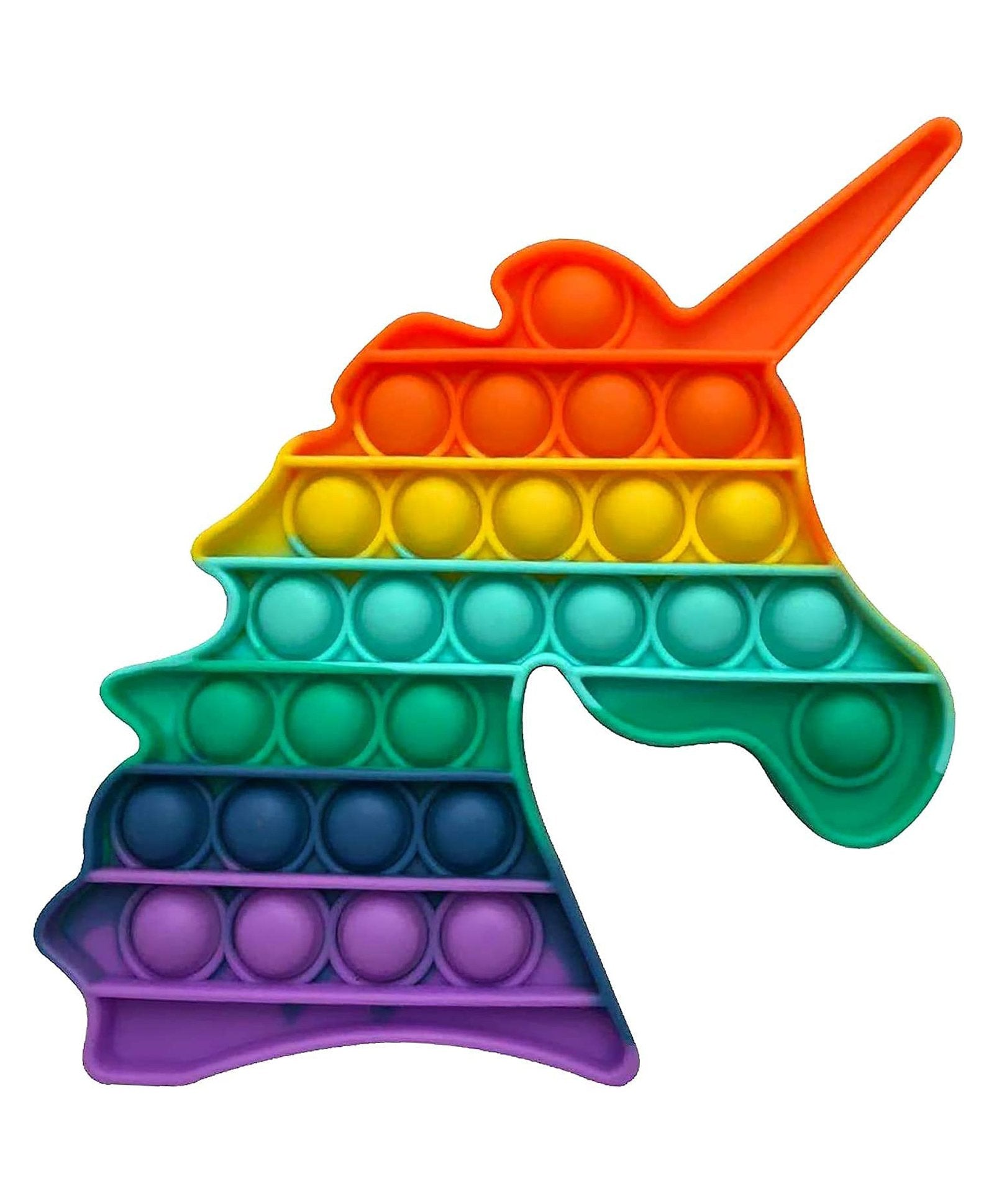 Unicorn Shape Pop Bubble Stress Relieving Silicone Pop It Fidget Toy - Multicolor