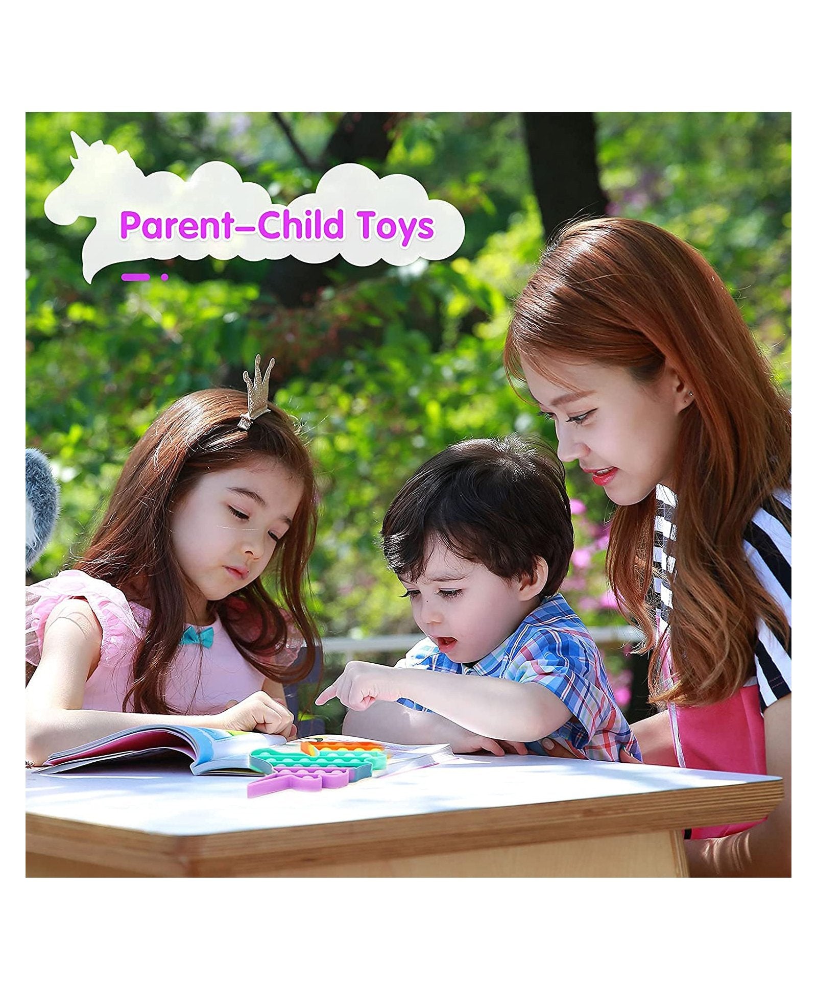 Unicorn Shape Pop Bubble Stress Relieving Silicone Pop It Fidget Toy - Multicolor - Image 5