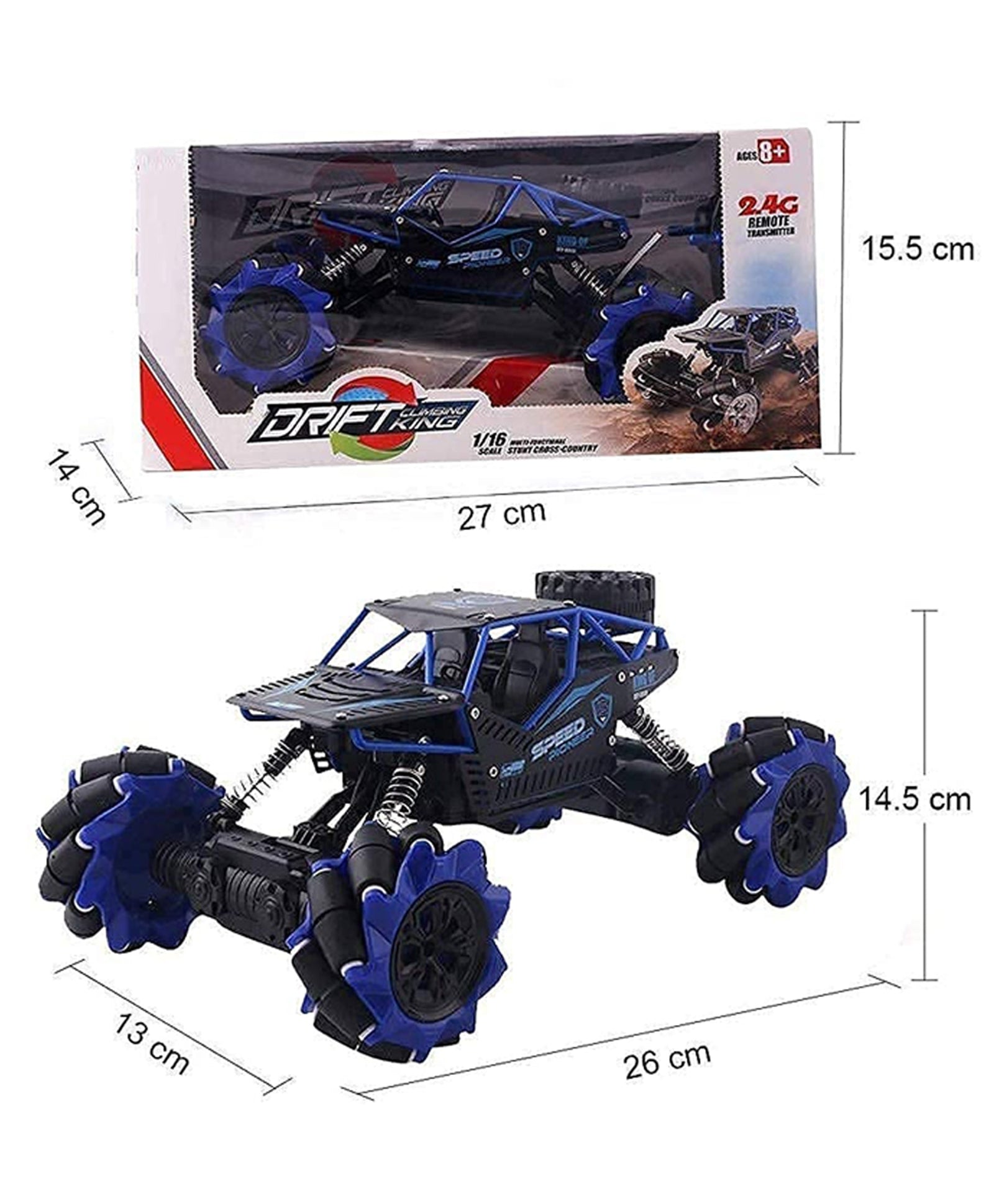 The Explosion RC Rock Crawler Drift Climbing Remote Controlled Monster Truck - Blue - Image 3