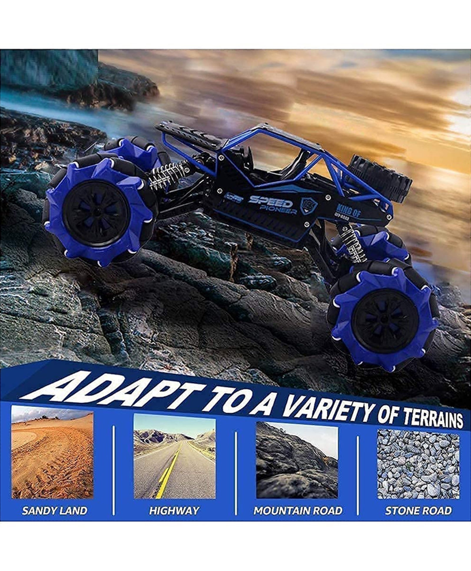 The Explosion RC Rock Crawler Drift Climbing Remote Controlled Monster Truck - Blue - Image 4