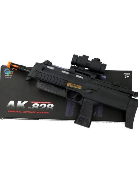 Battery Operated AK 828 Machine Toy Gun with Sound - Black
