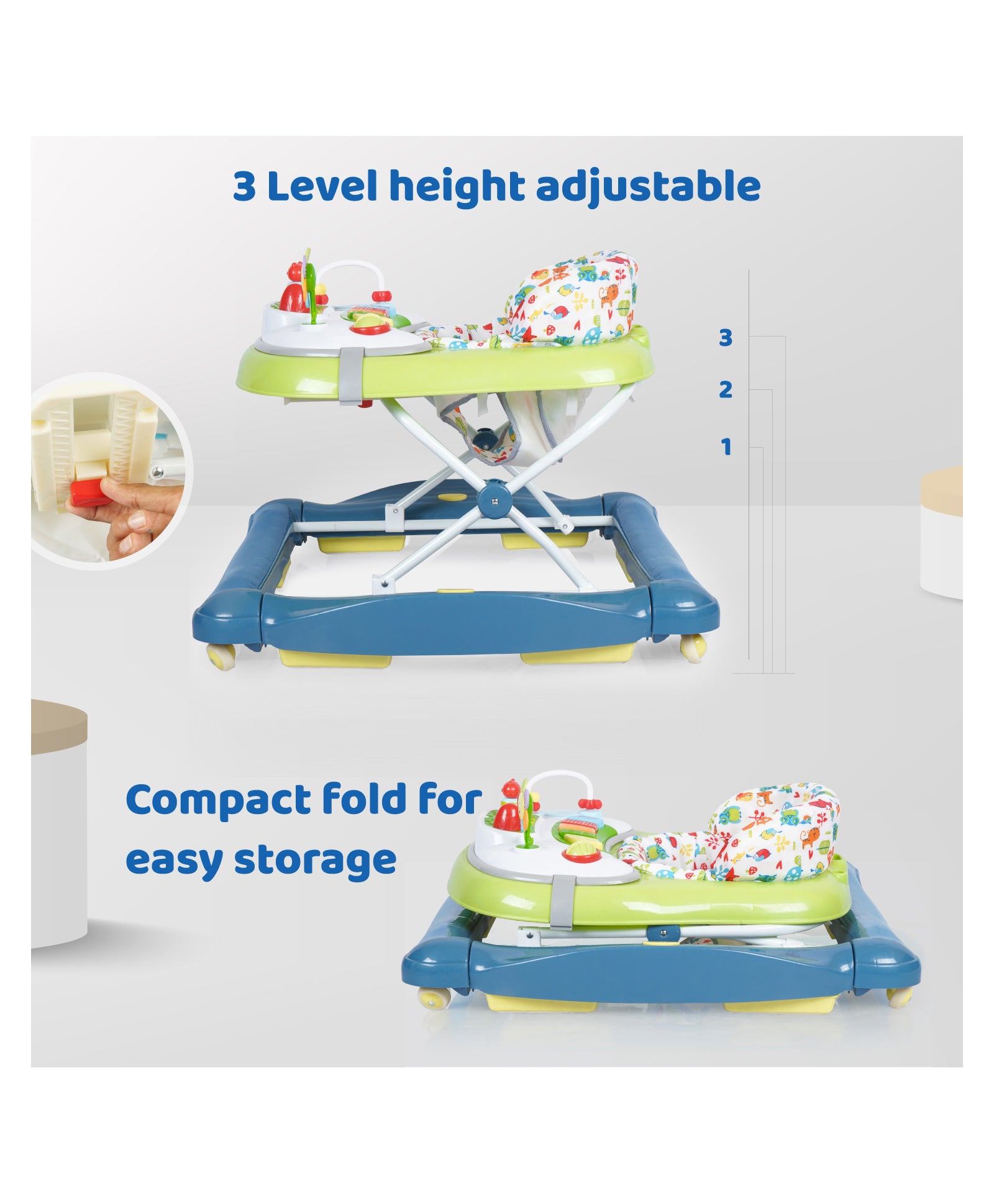 Rabbit Rock Rock N Walk Baby Walker - Blue Green - Image 4