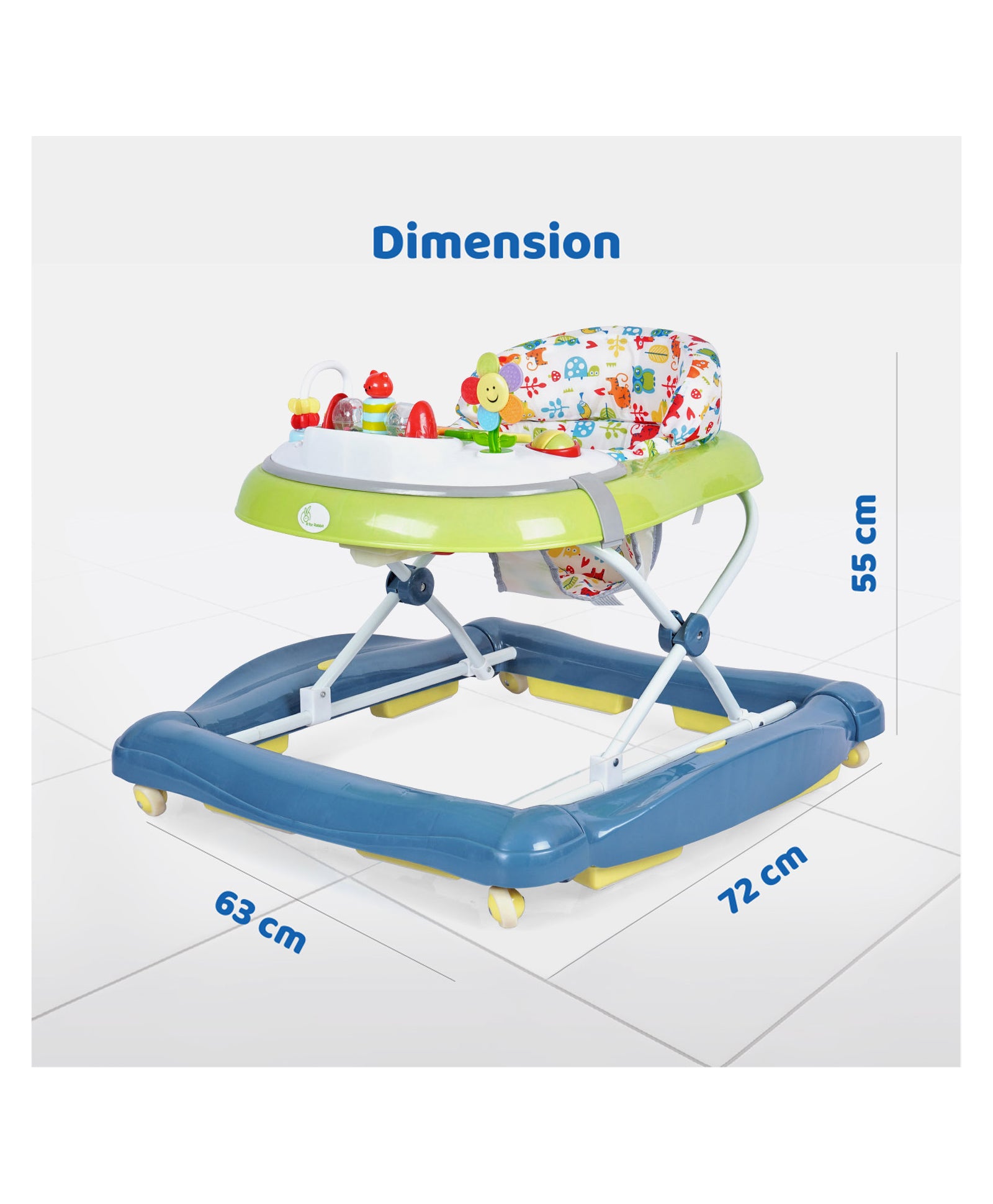 Rabbit Rock Rock N Walk Baby Walker - Blue Green - Image 5