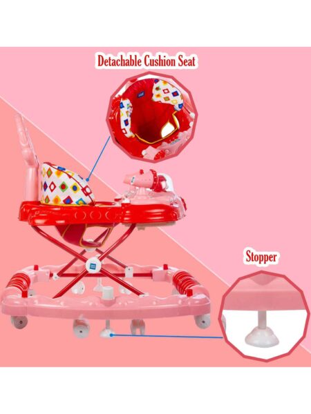 Premium 3 in 1 Walker with Rocker And Parent Push Handle - Pink