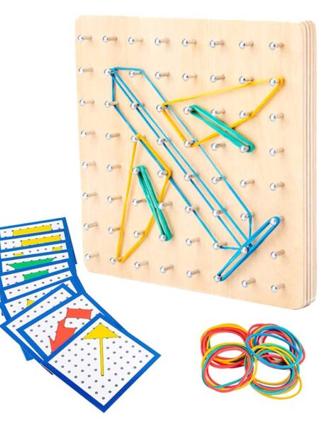 Wooden Geo Board Peg Puzzle - Multicolor