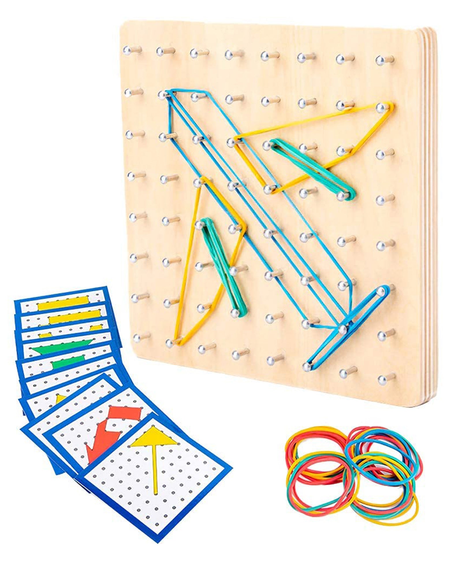 Wooden Geo Board Peg Puzzle - Multicolor