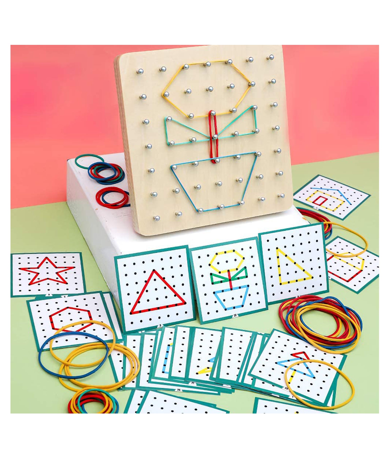 Wooden Geo Board Peg Puzzle - Multicolor - Image 2