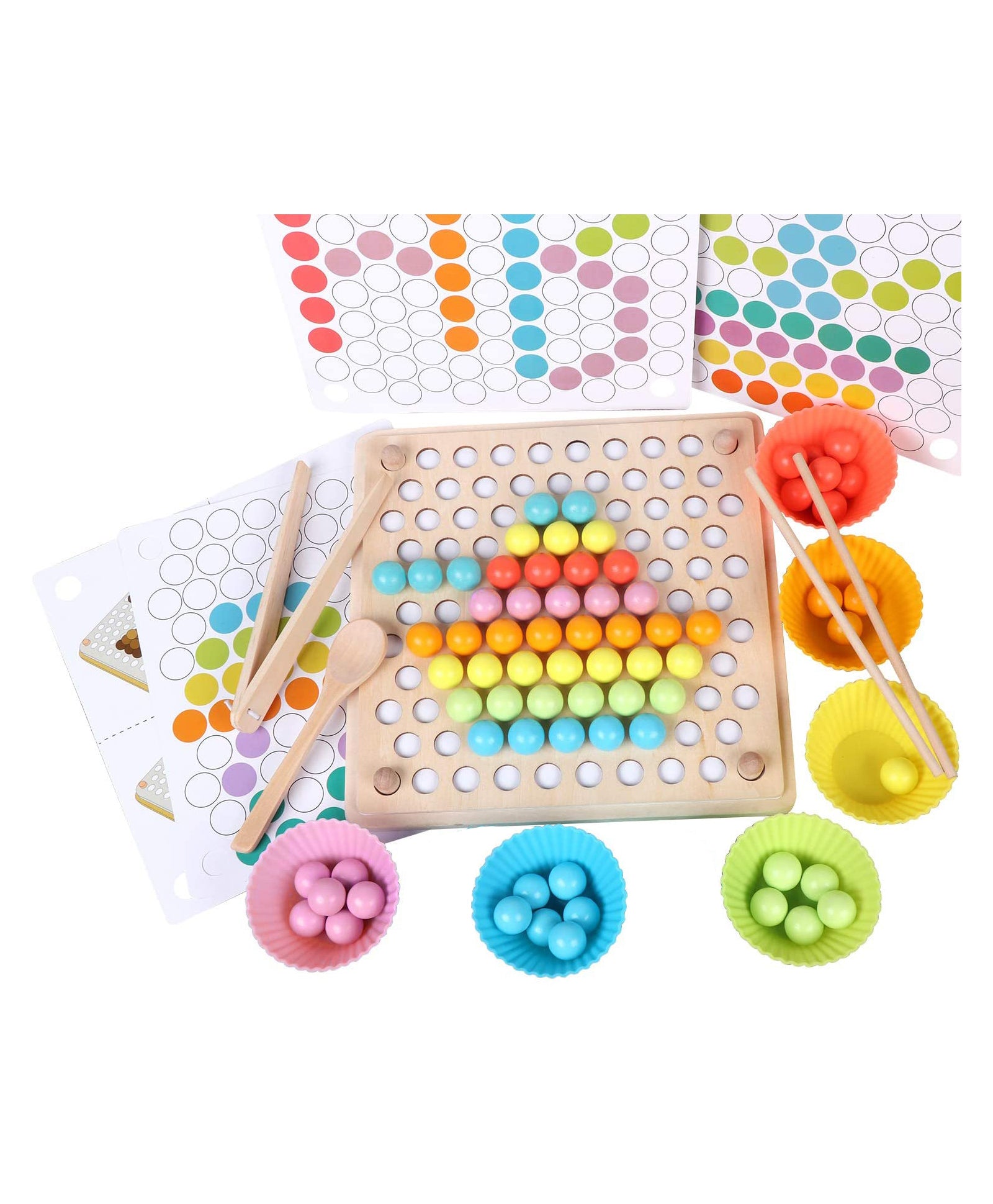 Wooden Bead Sorting Game - Multicolor