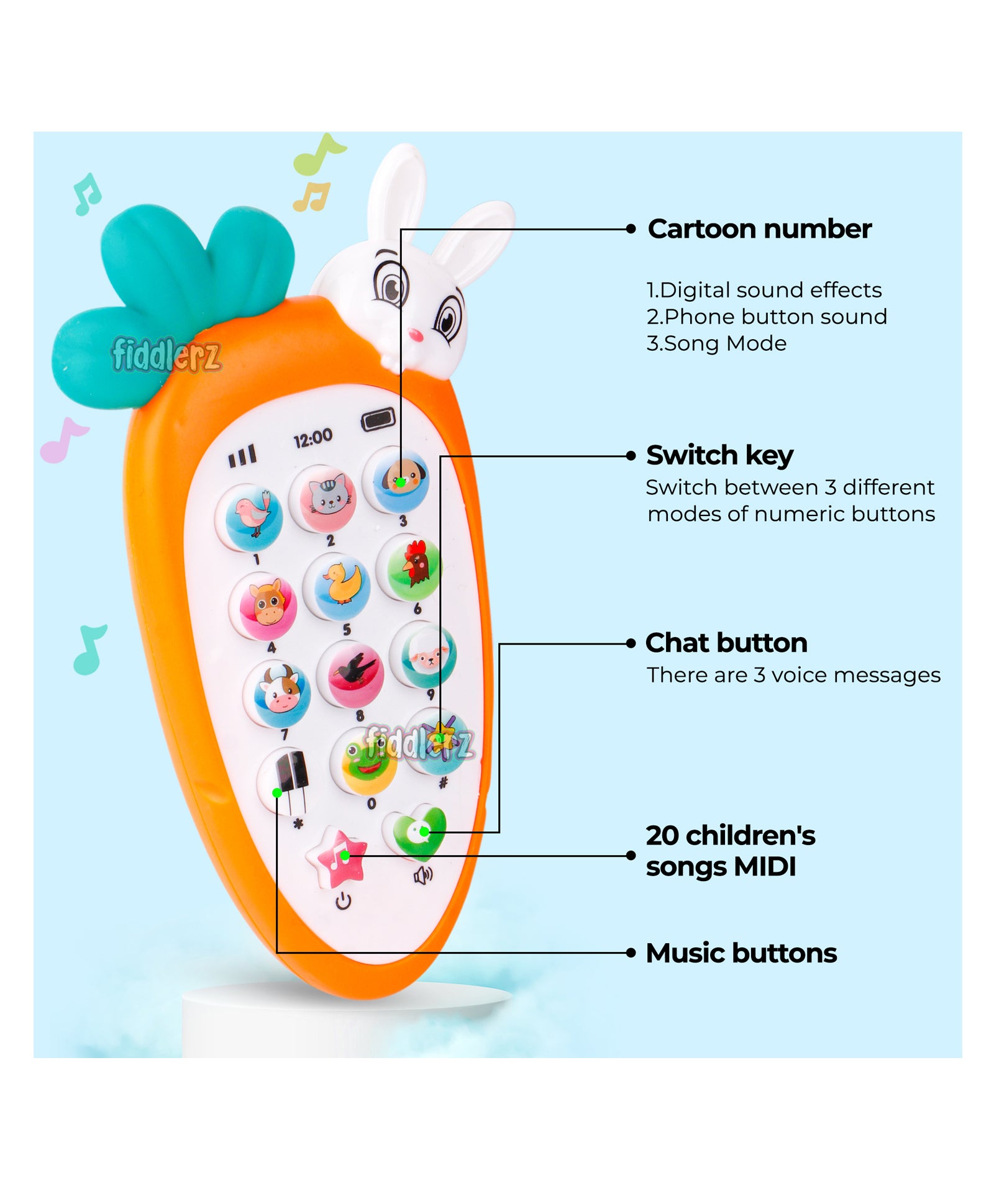 Smart Phone Cordless Feature Mobile Phone Toy - Multicolour (Battery Included) - Image 4