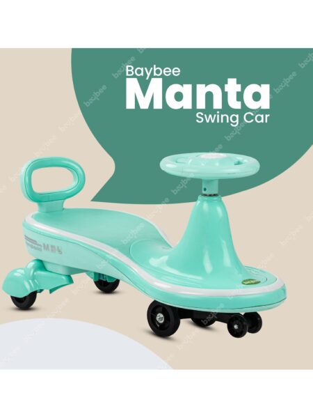 Magic Ride On Swing Cars With PP Wheels & Music - Green
