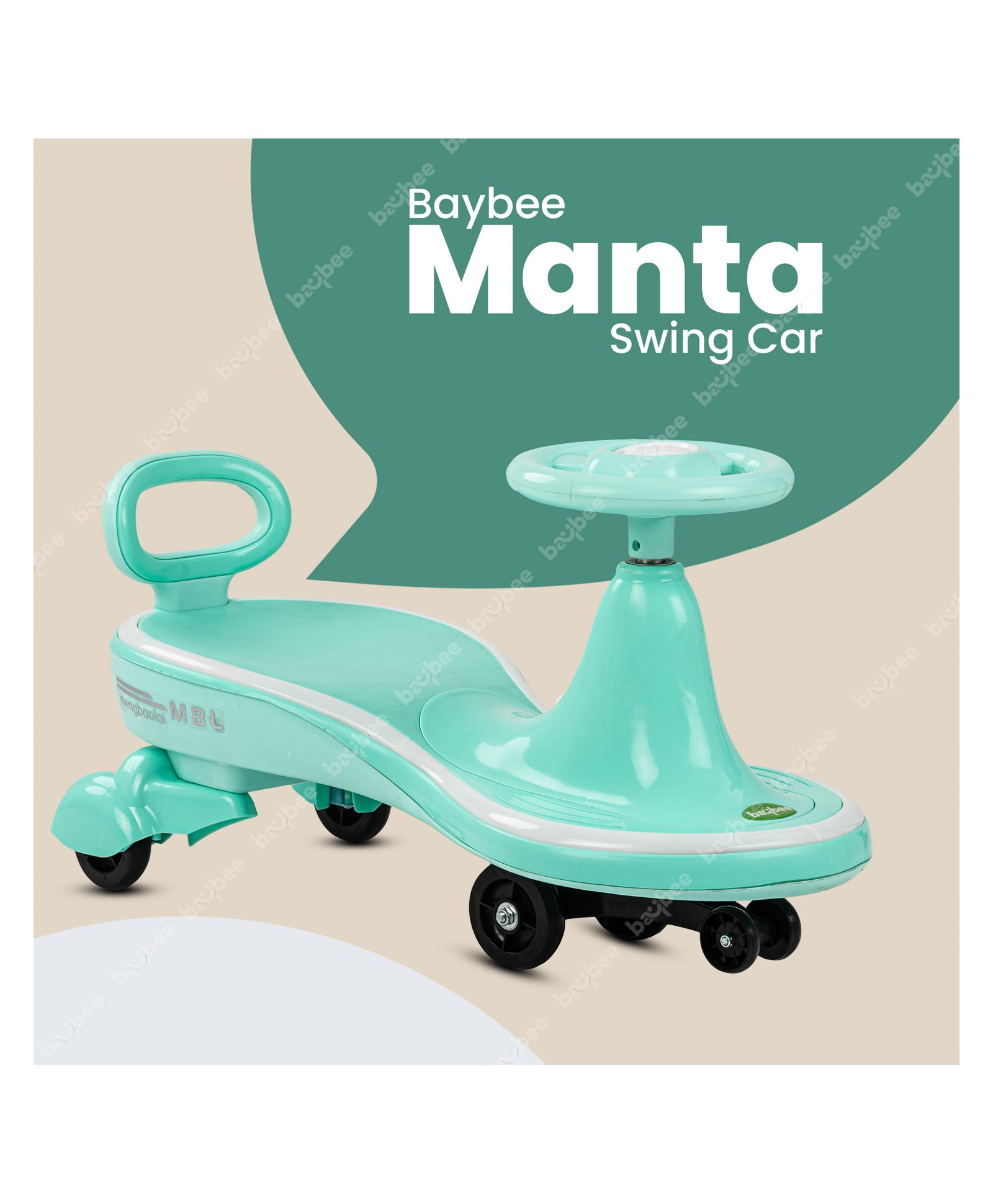 Magic Ride On Swing Cars With PP Wheels & Music - Green