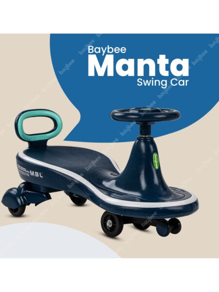 Magic Ride On Swing Cars With PP Wheels & Music - Dark Blue