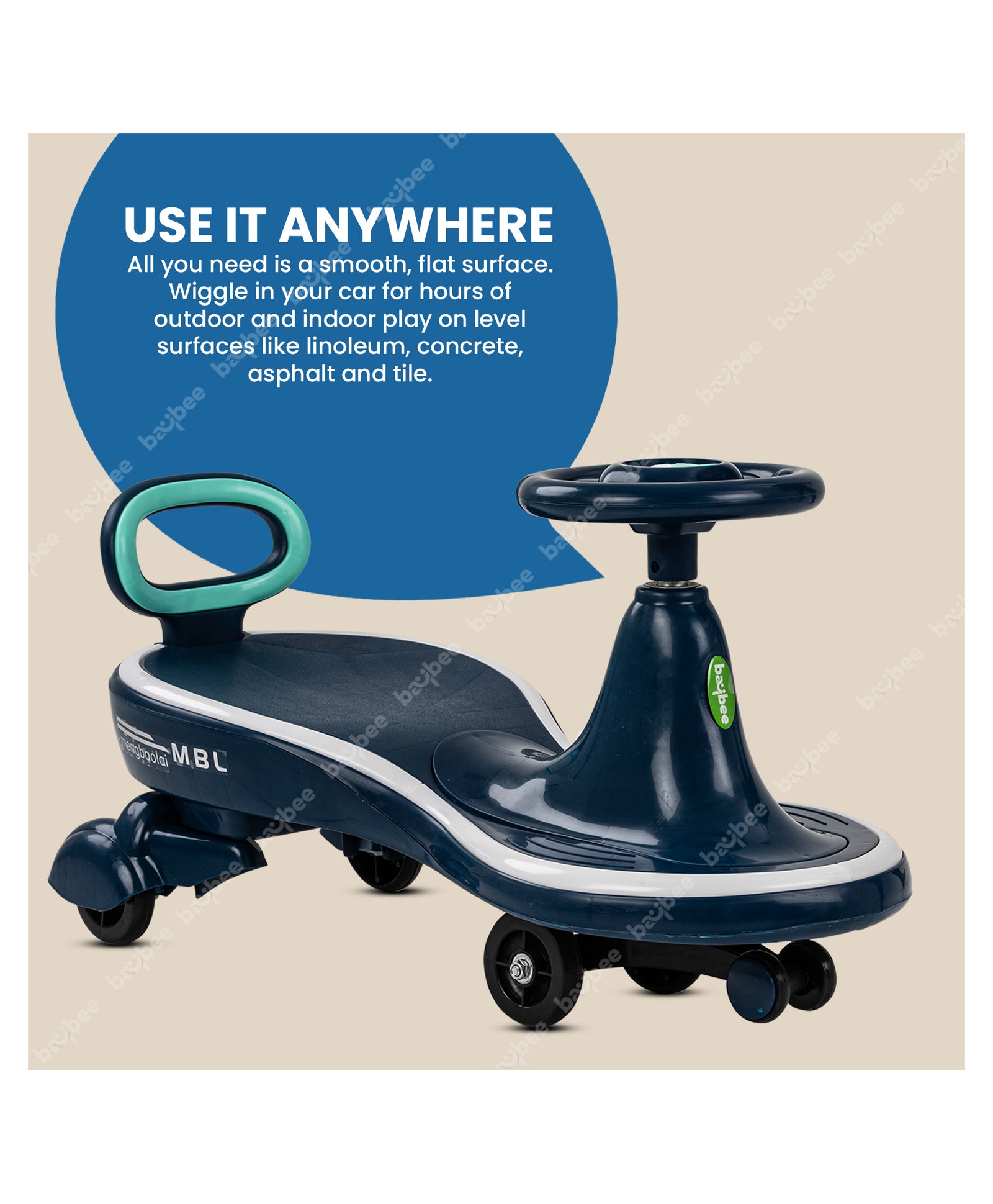 Magic Ride On Swing Cars With PP Wheels & Music - Dark Blue - Image 6