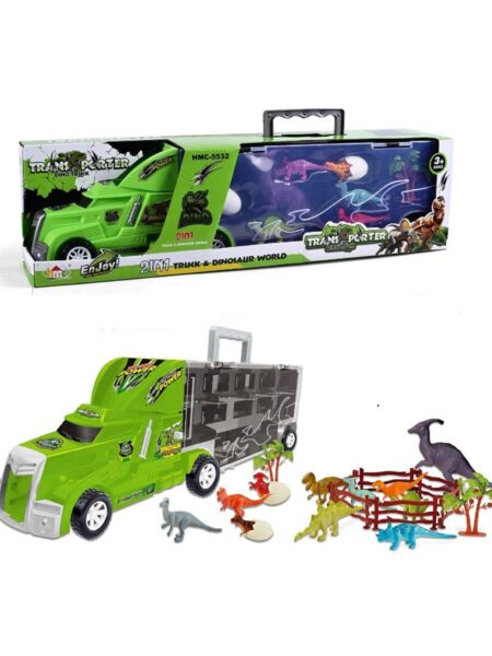 EYESIGN 2 in 1 Truck & Dinosaur Carrier Transport Truck Toy - Multicolor