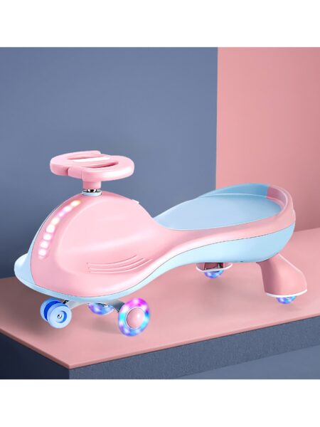 Roller Coaster Swing Car With Lights & Music - Pink Light Blue