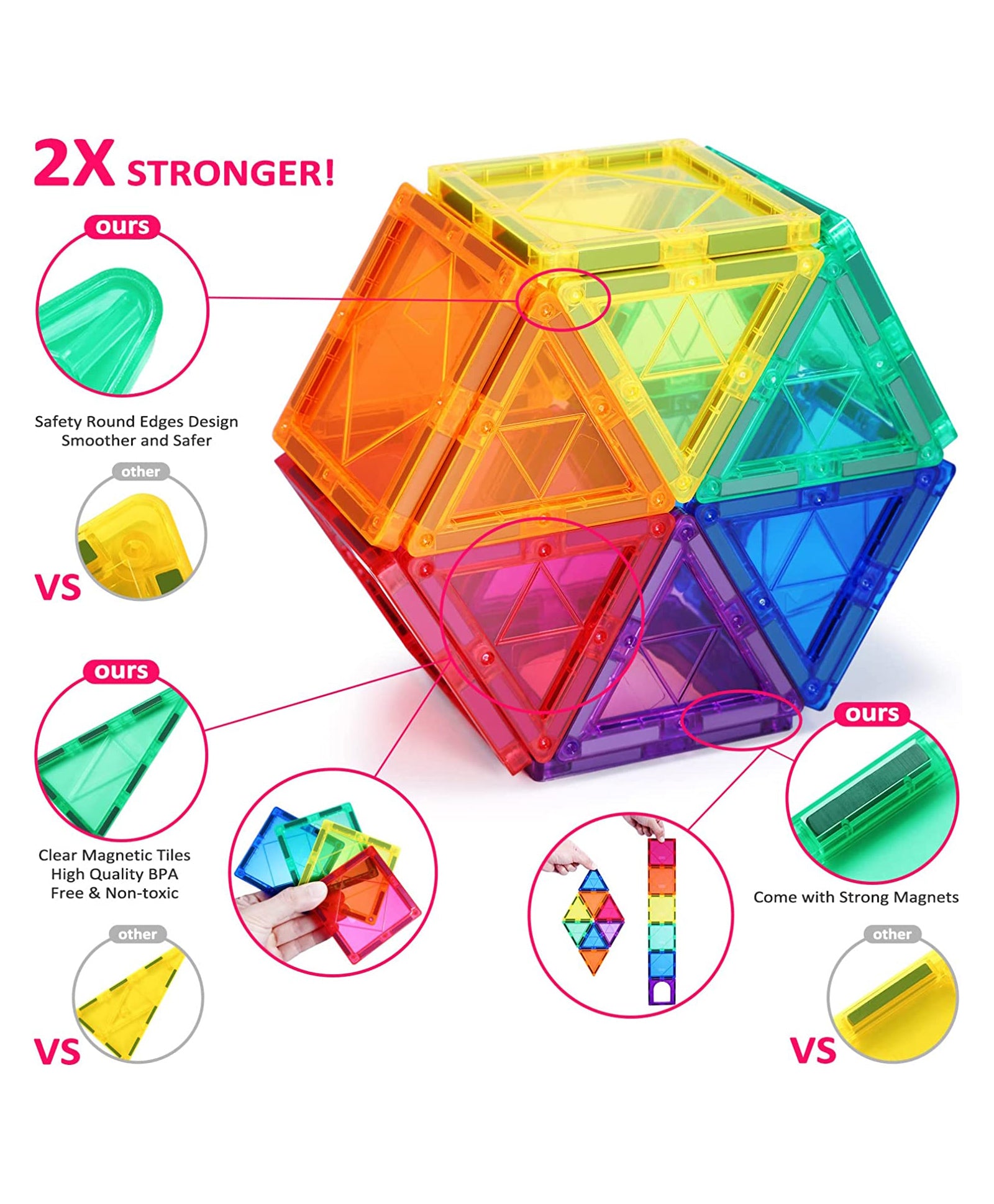 Magnetic Blocks Set - 48 Pieces - Image 2