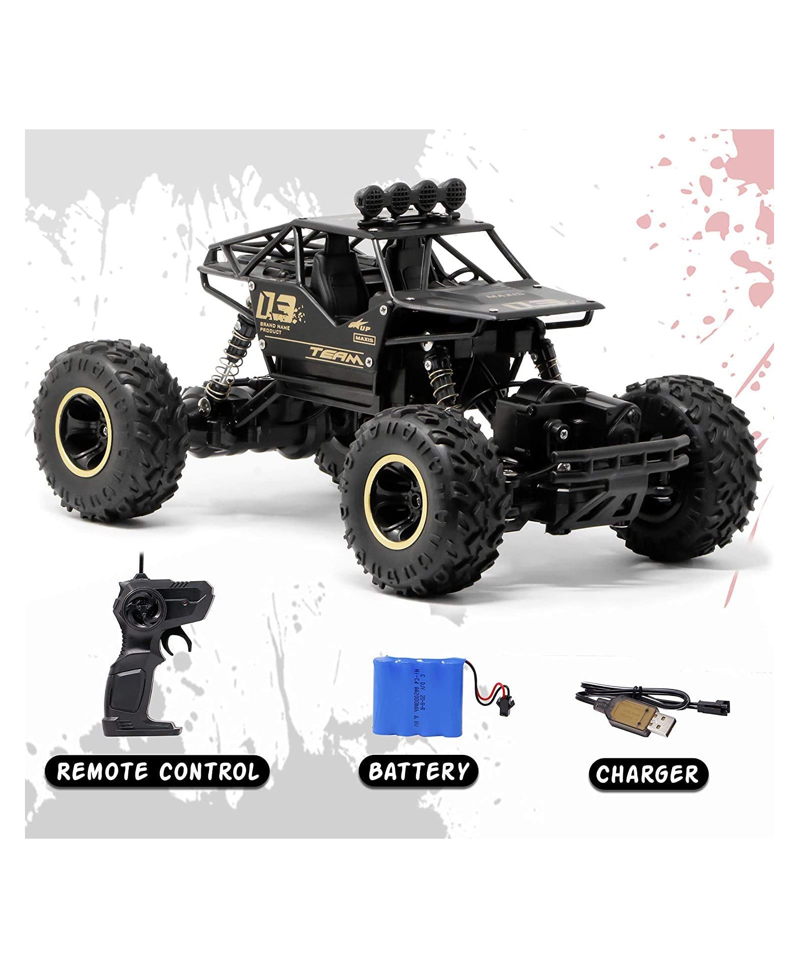 TOYS 2.4GHz Metal Alloy Body Remote Control Rock Crawler - Black - Image 3