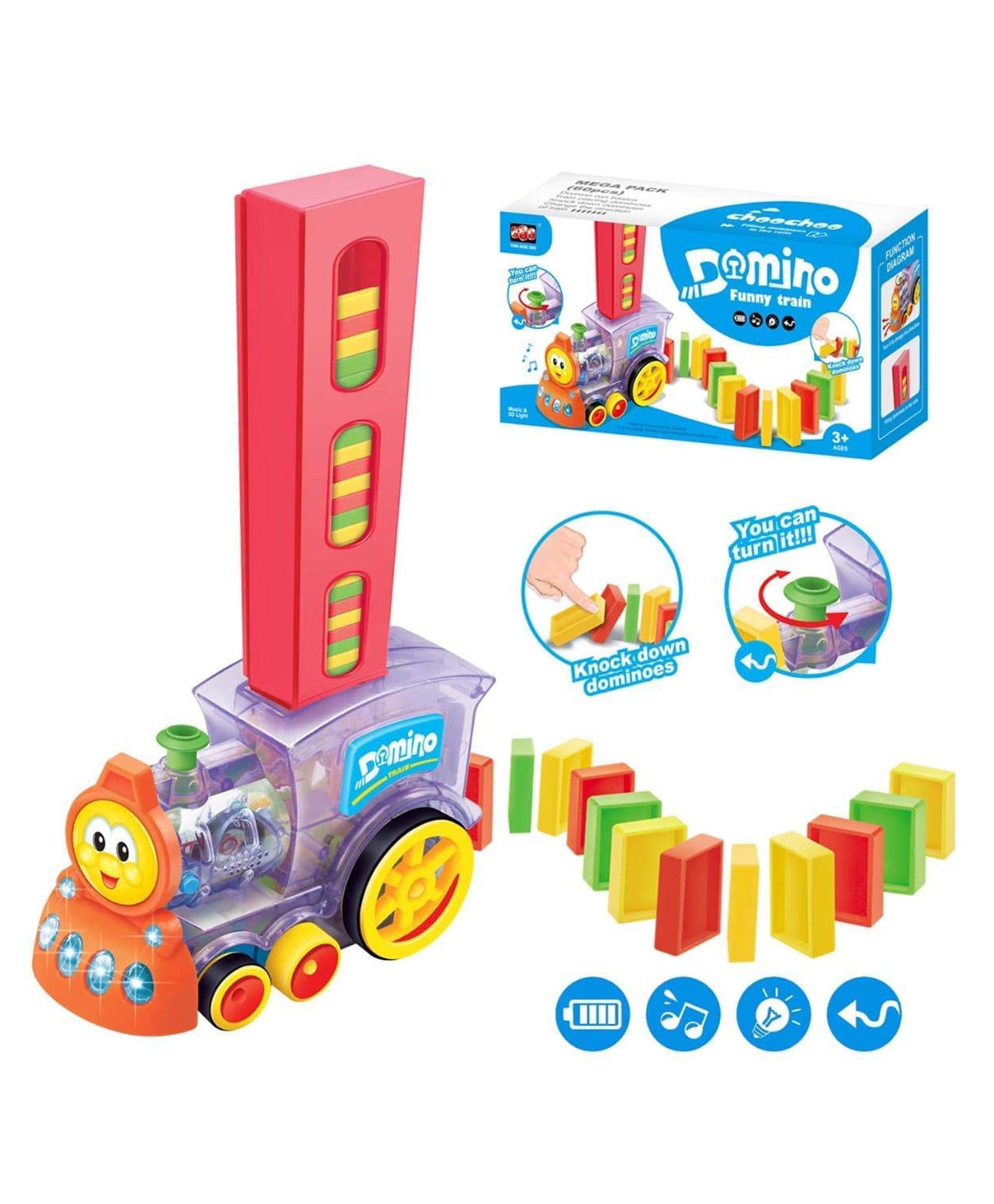 Train Toy Set and Construction Stacking Toys Multicolor - 60 Pieces - Image 2