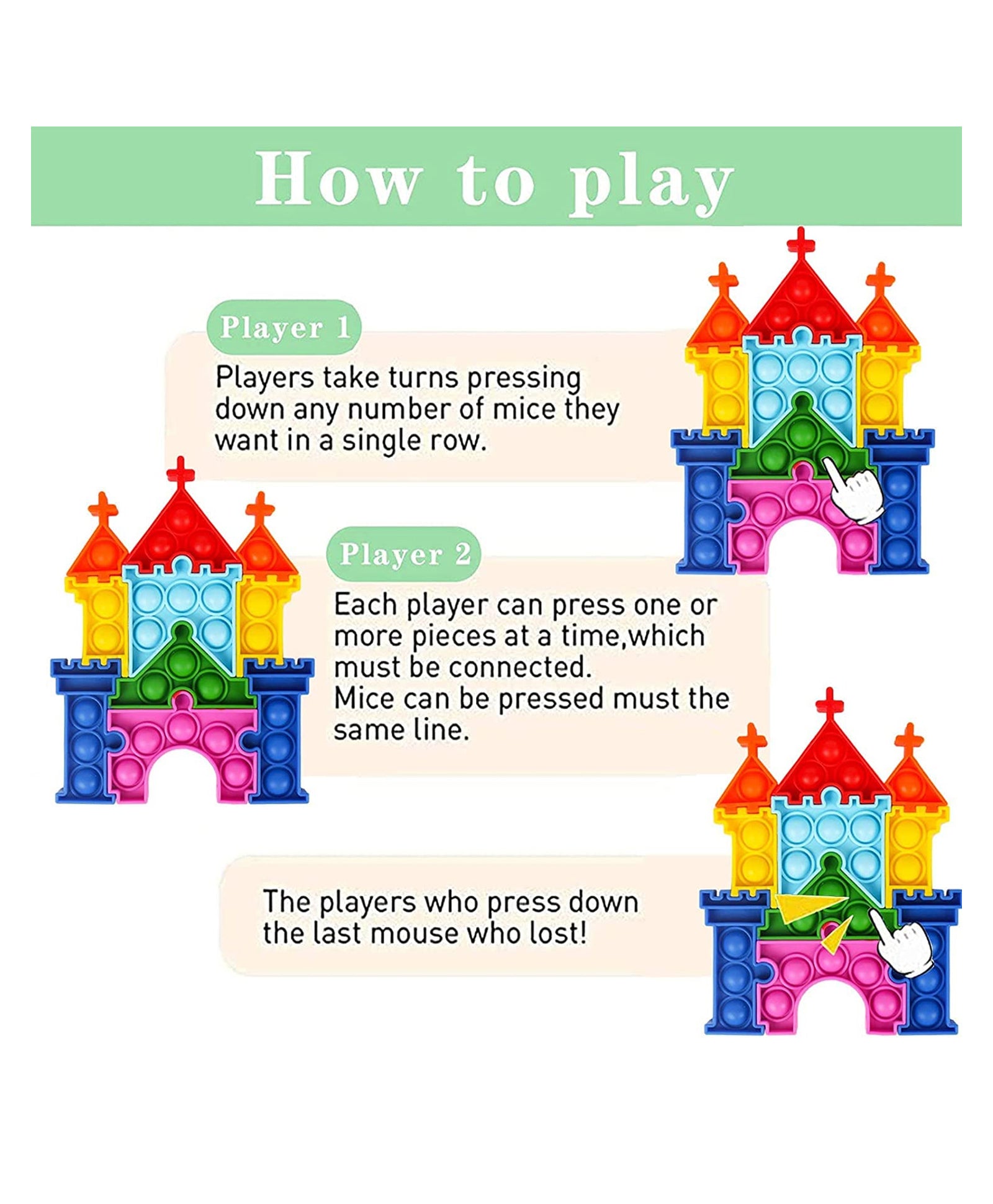 Castle Puzzle Board Game Silicone Sensory Toy Multicolor - 10 Pieces - Image 4