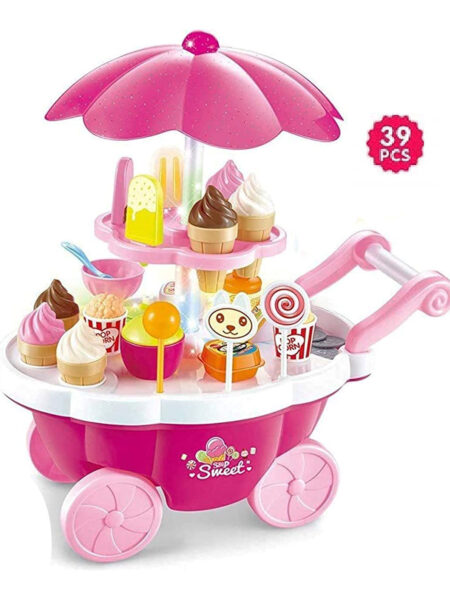 Sweet Ice Cream Cart Pretend Play Toy 39 Pieces