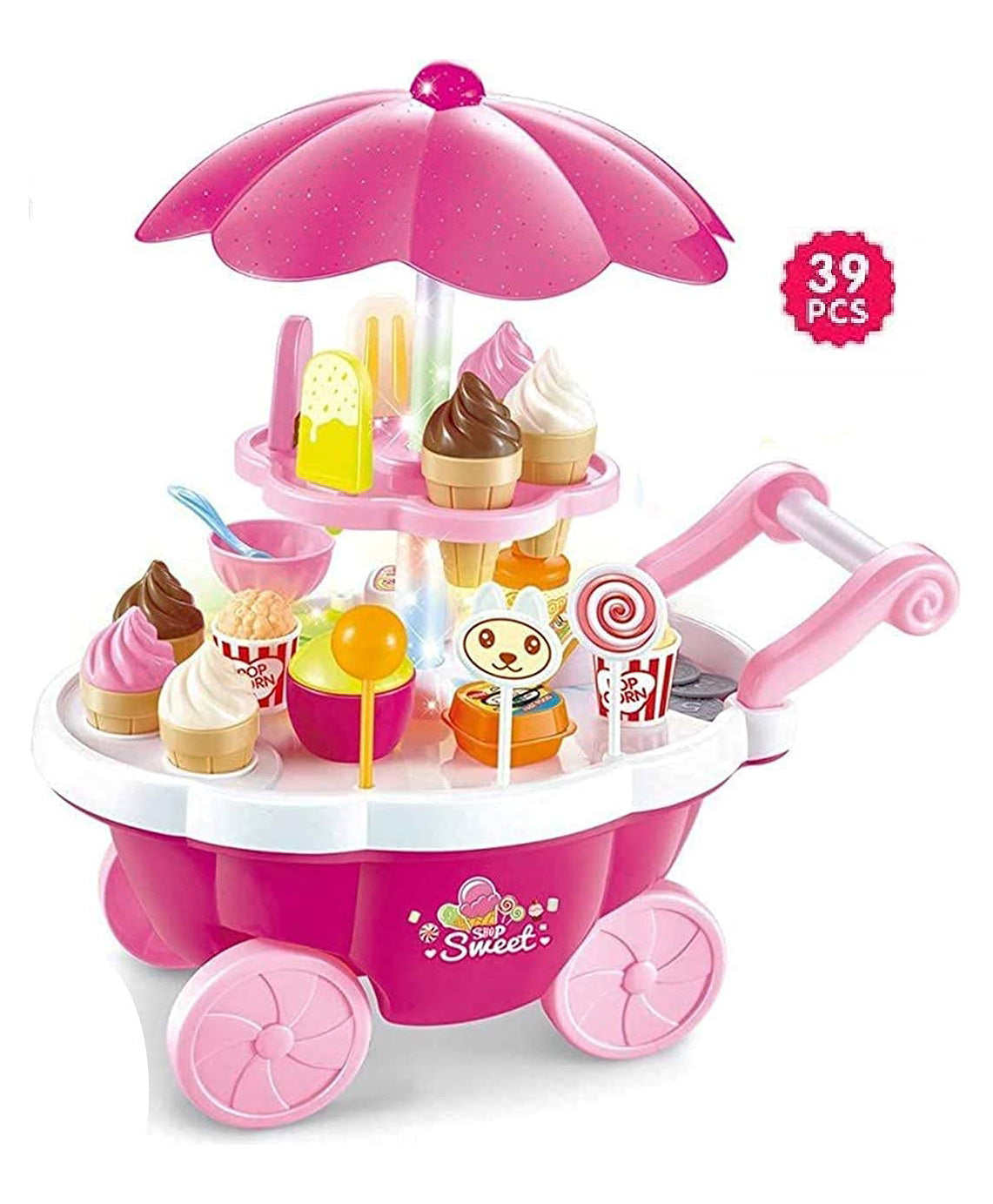 Sweet Ice Cream Cart Pretend Play Toy 39 Pieces