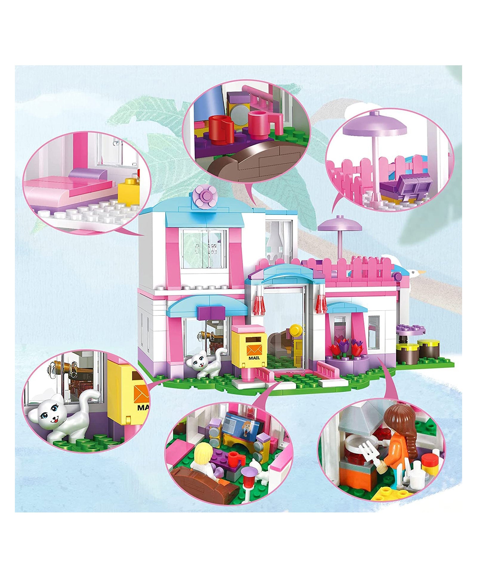 Girls Dolls House Construction Play Set Educational Toys for Kids 319 Pieces Sunshine House - Image 2