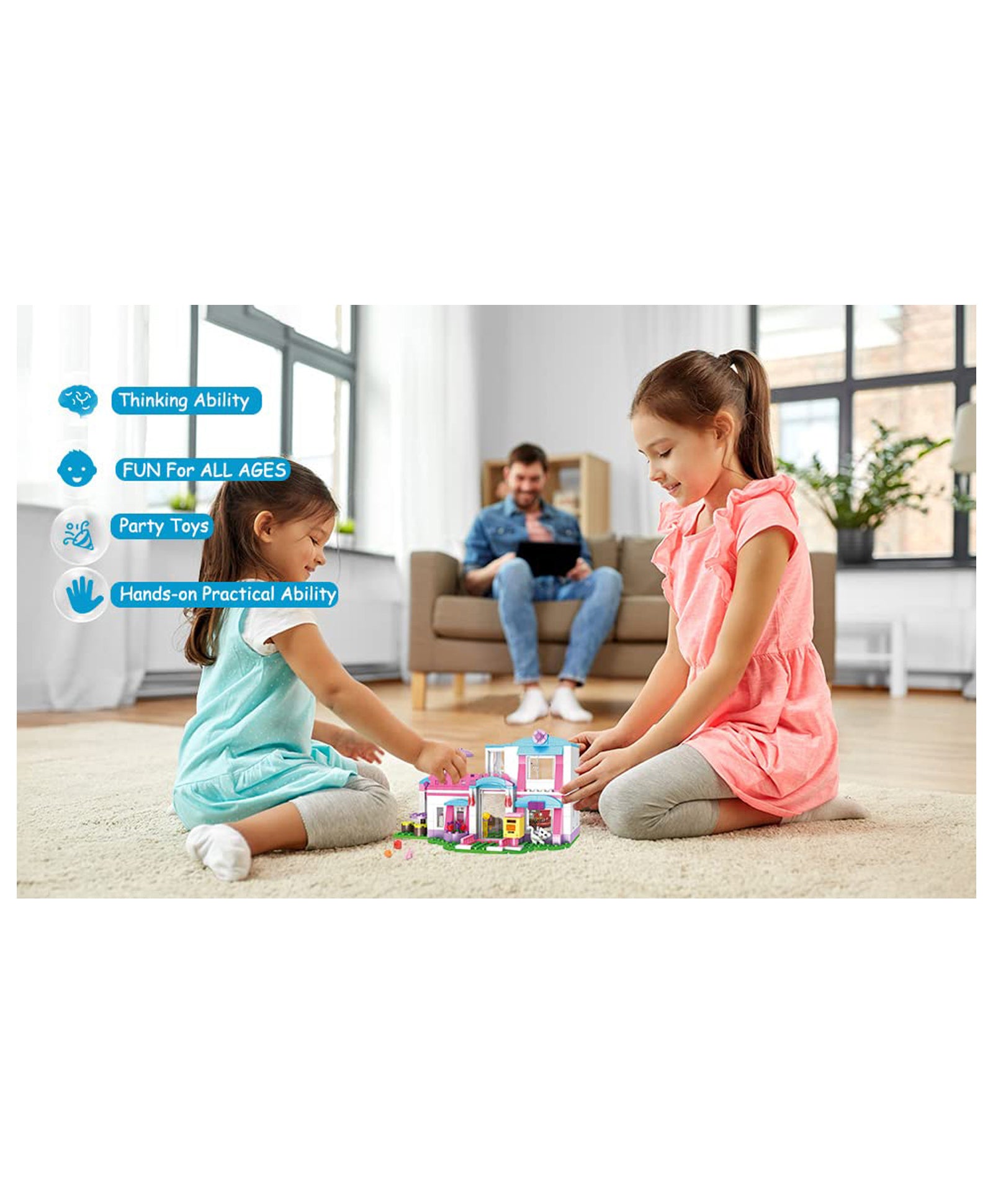 Girls Dolls House Construction Play Set Educational Toys for Kids 319 Pieces Sunshine House - Image 5