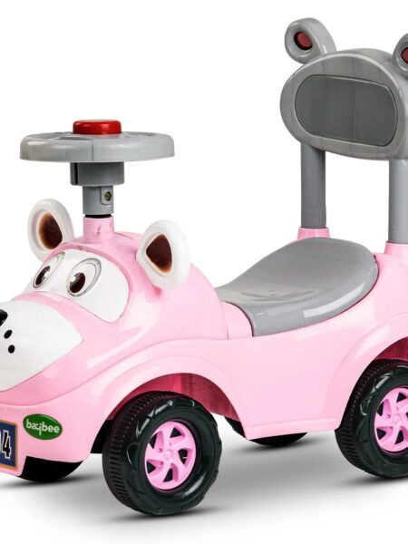 Baybee Snooper Manual Push Ride On Car With Steering Wheel & Music - Pink