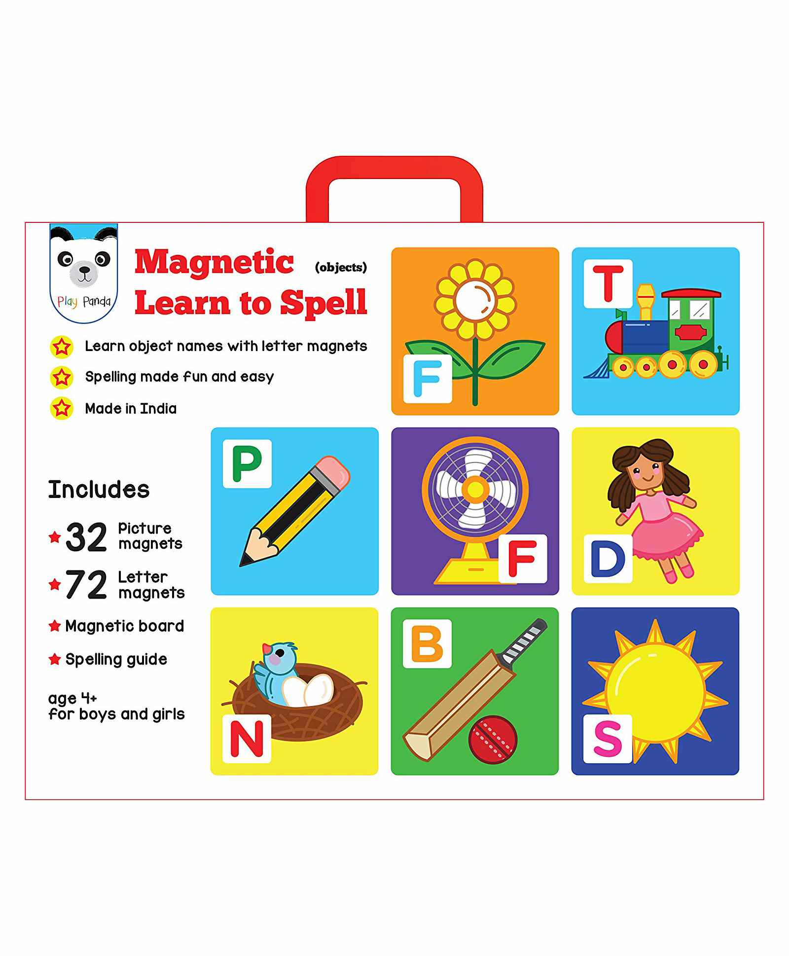Play Panda Magnetic Learn To Spell Objects - 32 Picture Magnets 72 Letter Magnets - Image 2
