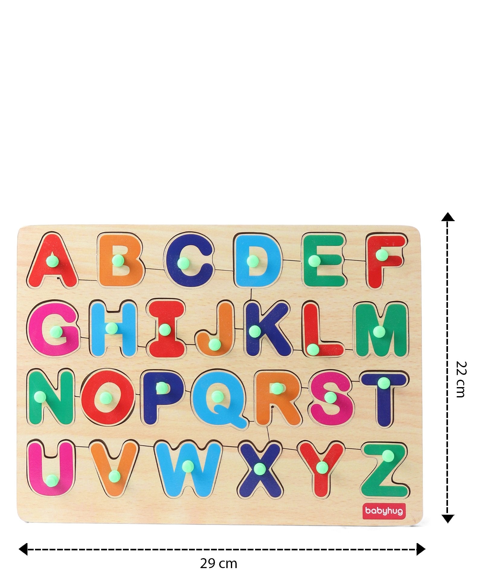 Babyhug Wooden Capital Alphabet Knob and Peg Puzzle Multicolour - 26 Pieces - Image 3