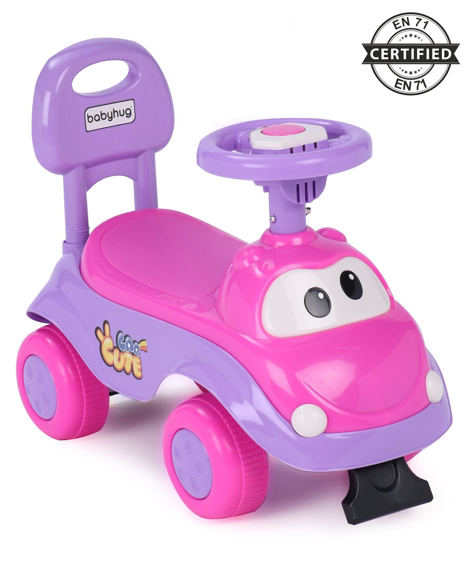 Babyhug Manual Push Ride On With Steering Wheel - Pink Purple
