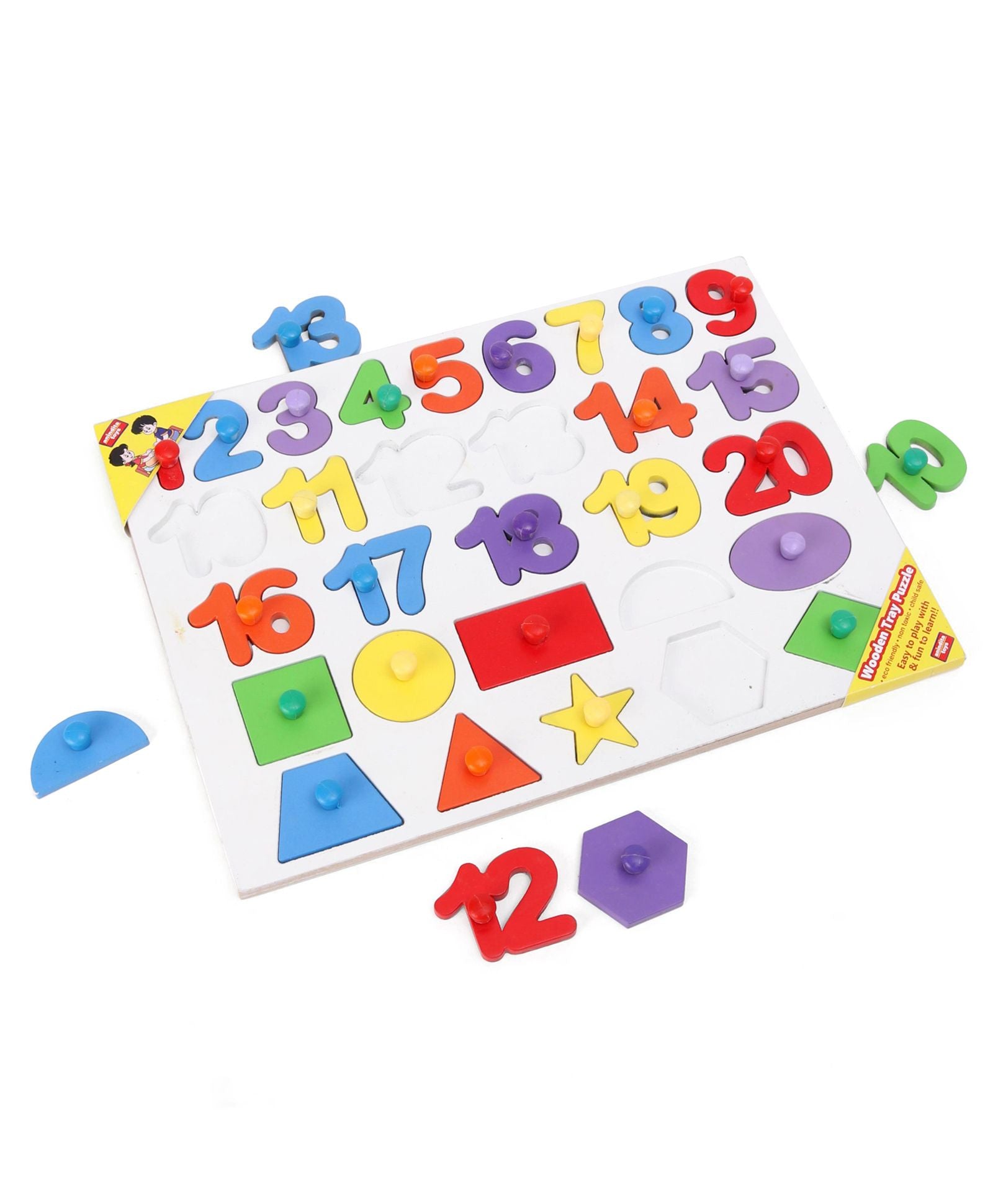 Wooden 1 to 20 Numbers & Shapes Puzzle Multicolor - 30 Pieces - Image 4